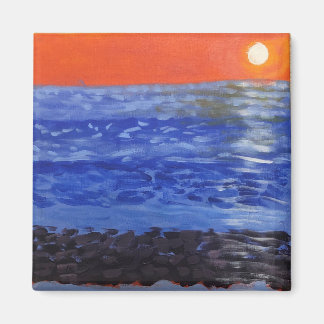 orange sunset on the water magnet