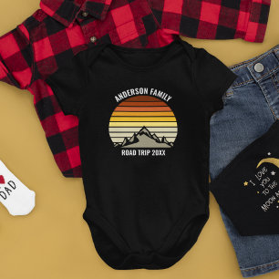 Orange Sunset Personalised Family Reunion Mountain Baby Bodysuit