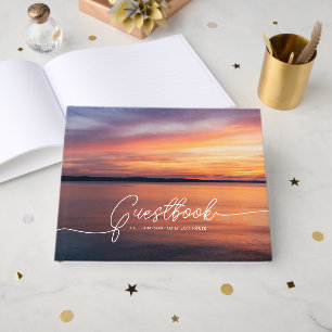 Orange Sunset Photo Beautiful Custom Lake House Guest Book
