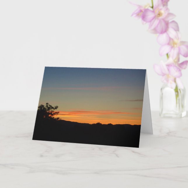 Orange Sunset Silhouette Landscape Card (Orchid)