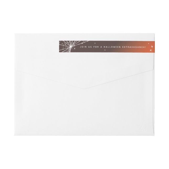Orange Sunset Spider Web Wraparound Address Label (Back)