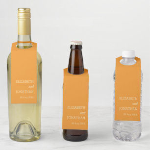 Orange Sunset Wedding Bottle Tag