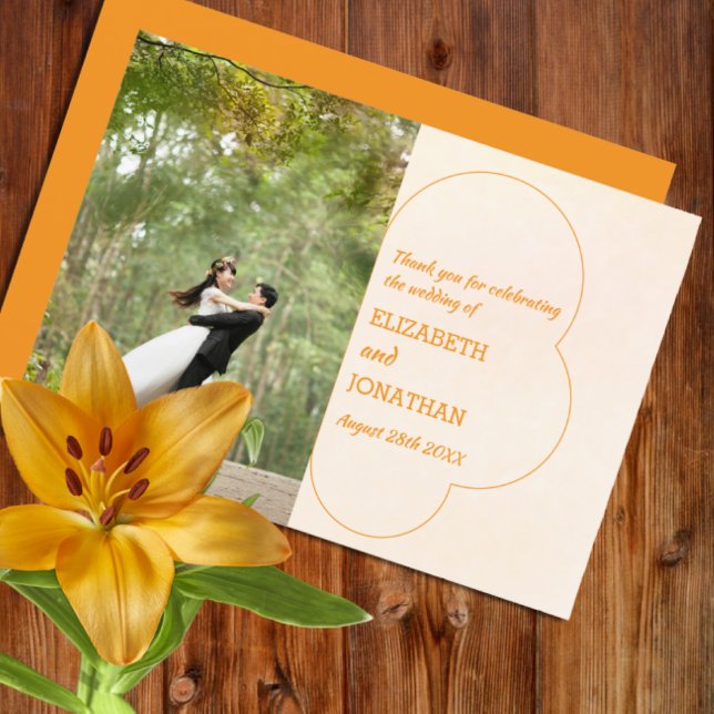 Orange Sunset Wedding Thank You Card (Creator Uploaded)