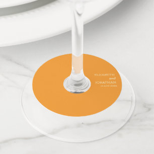 Orange Sunset Wedding Wine Glass Tag