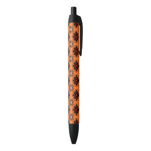 Orange Suzani Pattern Black Ink Pen
