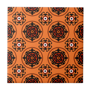 Orange Suzani Pattern Tile