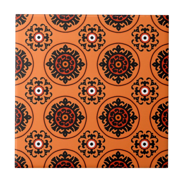Orange Suzani Pattern Tile (Front)