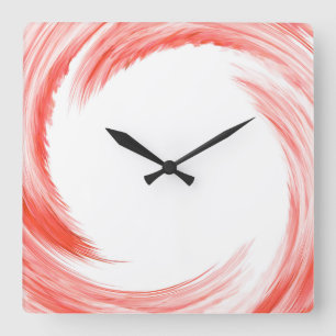Orange Swirl Abstract Art Square Wall Clock