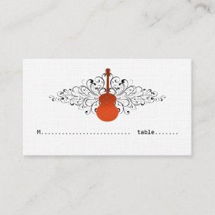 Orange Swirls Guitar Place Card