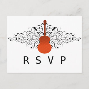 Orange Swirls Guitar RSVP Postcard