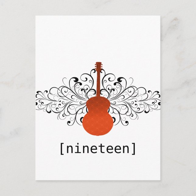 Orange Swirls Guitar Table Postcard (Front)