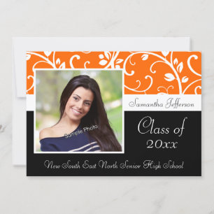 Orange Swirly Vine Photo Graduation Announcement