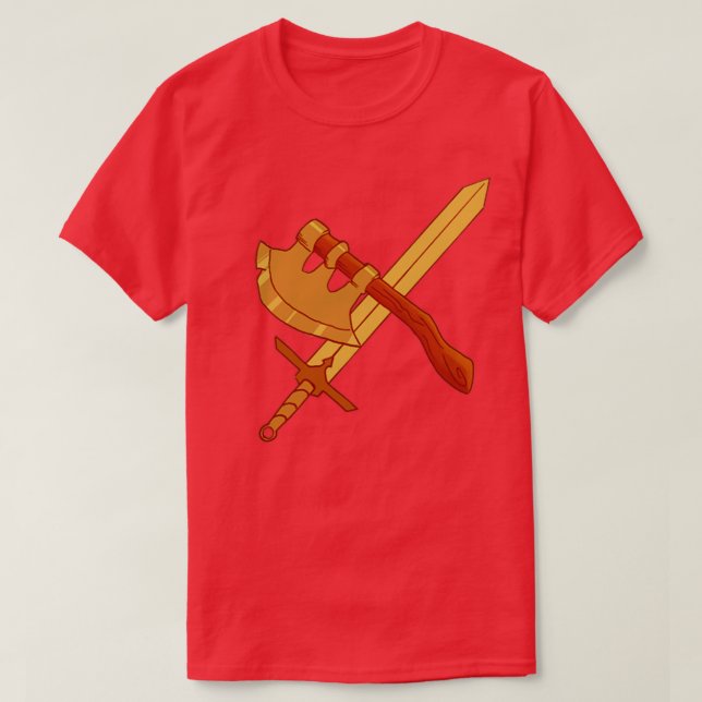 Orange Sword and Axe T-Shirt (Design Front)