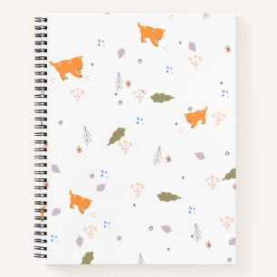Orange Tabby and Leaves Pattern Notebook