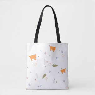 Orange Tabby and Leaves Pattern  Tote Bag