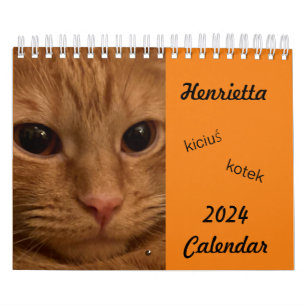 Orange Tabby Cat 2024 Calendar with POLISH words 