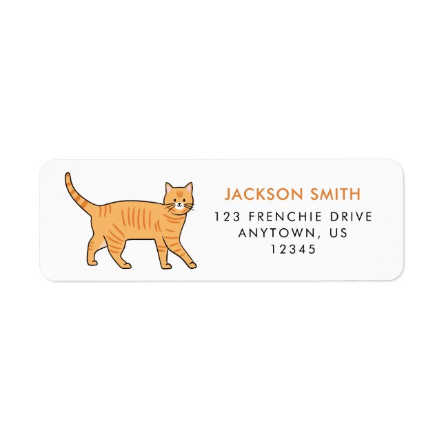 Orange Tabby Cat Address Label (Front)