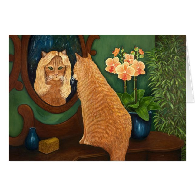 Orange Tabby Cat and Mirror (Front Horizontal)