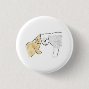 Orange Tabby Cat and White Puppy Love Gift 3 Cm Round Badge