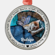 Orange Tabby Cat Angel Christmas Memorial Ornament