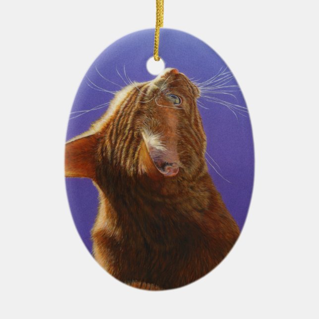 Orange Tabby Cat Angel Light #2 Ceramic Tree Decoration (Front)