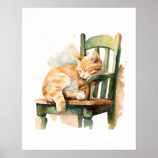 Orange Tabby Cat Art Print Poster (Front)