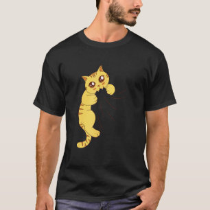 Orange Tabby Cat Biting Fabric Graphic T-Shirt