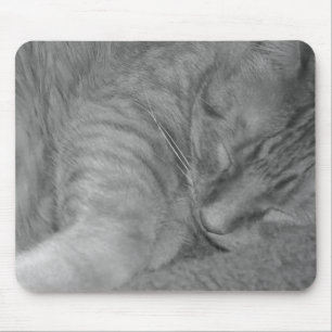 Orange Tabby Cat/Black & White Photo Mouse Mat