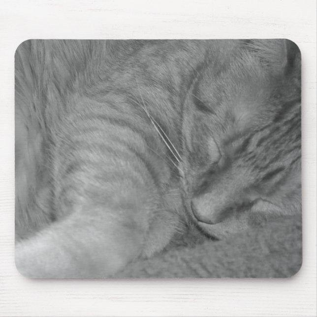 Orange Tabby Cat/Black & White Photo Mouse Mat (Front)