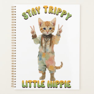 Orange Tabby Cat Boho Stay Trippy Little Hippie  Planner