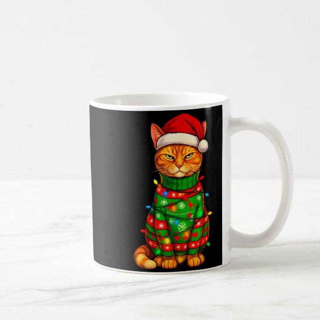 Orange Tabby Cat Christmas Lights Funny Santa Holi Coffee Mug (Right)