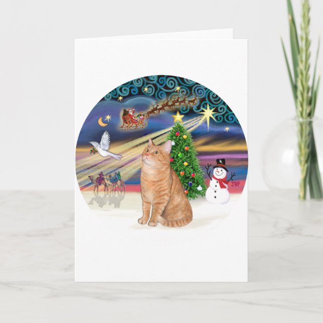 Orange Tabby Cat - Christmas Magic Holiday Card (Front)