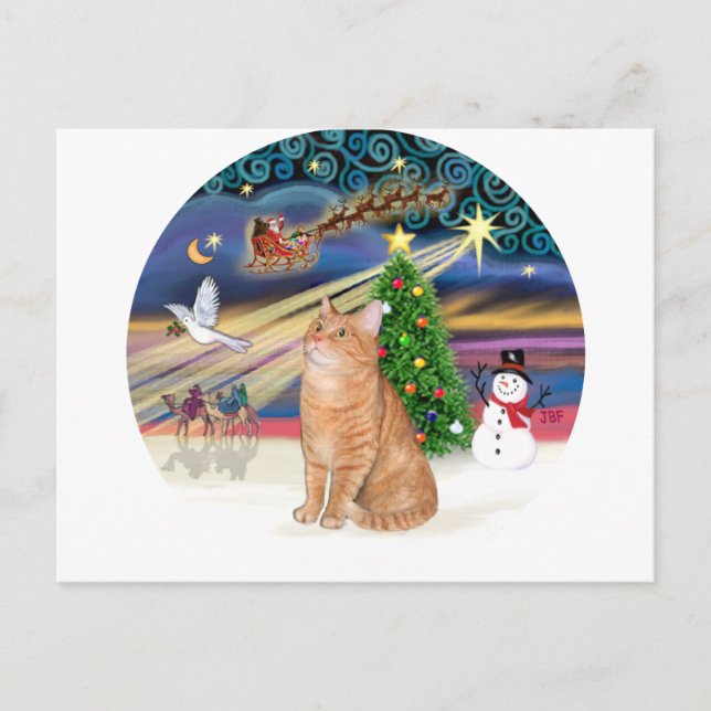 Orange Tabby Cat - Christmas Magic Holiday Postcard (Front)