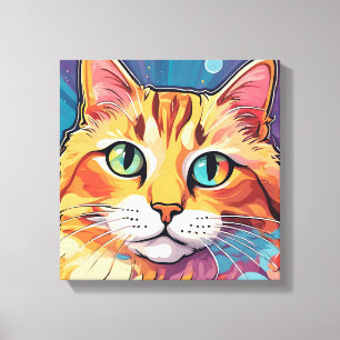 Orange Tabby Cat Contemporary Colourful Painting Canvas Print