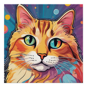 Orange Tabby Cat   Contemporary Colourful Painting Poster