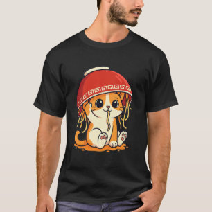 Orange Tabby Cat Eats Ramen Noodles Japanese Vinta T-Shirt
