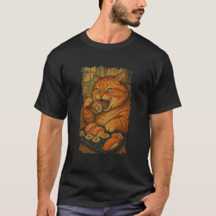 Orange Tabby Cat Eats Sushi Japanese Vintage T-Shirt