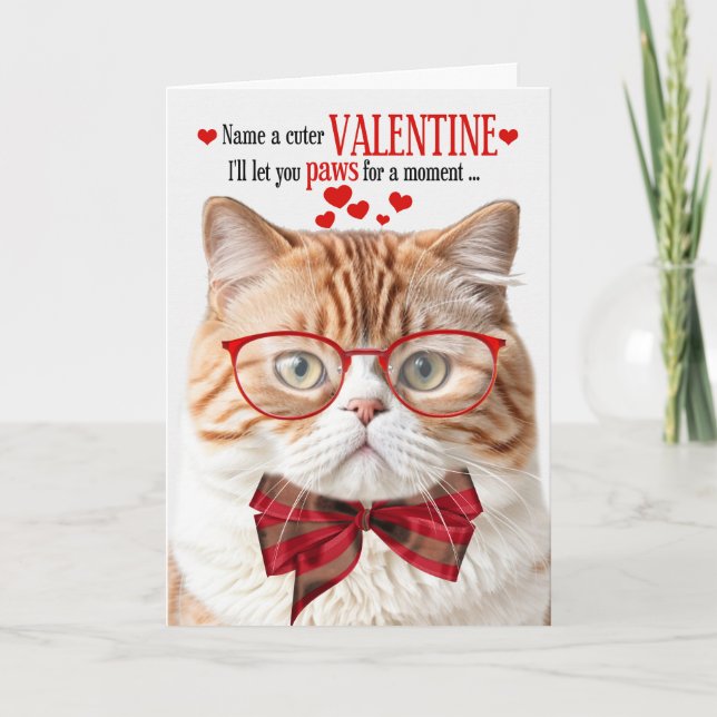 Orange Tabby Cat Feline Humour Valentine's Day Holiday Card (Front)