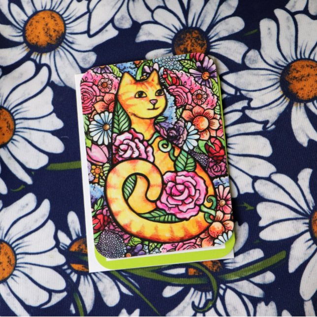 Orange Tabby Cat Flower Garden Invitation (Creator Uploaded)