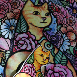 Orange Tabby Cat Flower Garden Tissue Paper