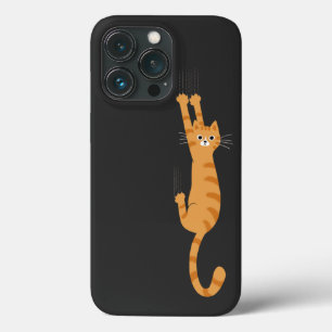 Orange Tabby Cat Hanging On   Funny Striped Cat iPhone 13 Pro Case