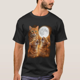 Orange Tabby Cat Howling Moon Design Funny Tabby C T-Shirt