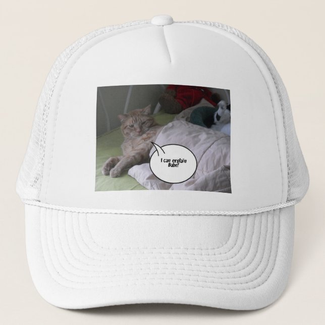 Orange Tabby Cat Humour Trucker Hat (Front)