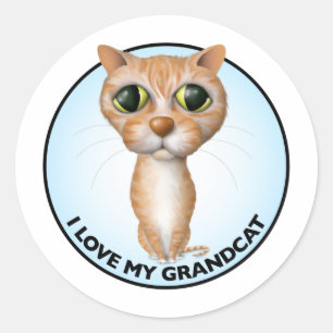 Orange Tabby Cat - I Love My Grandcat Classic Round Sticker