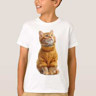 Orange Tabby Cat in Knitted Sweater Kids