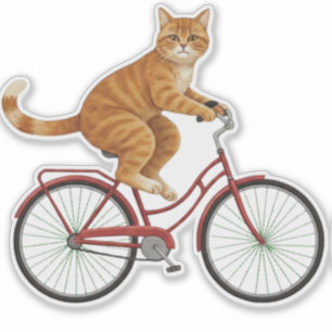 Orange Tabby Cat on a Bicycle