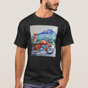 Orange Tabby Cat on a Motorbike Adventure Japanese T-Shirt