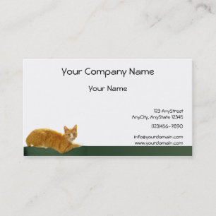 Orange Tabby Cat on Green Fence Business Card