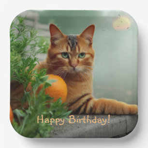 Orange Tabby Cat  Paper Plate