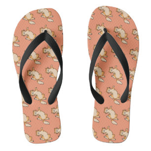 Orange tabby cat pattern flip flops